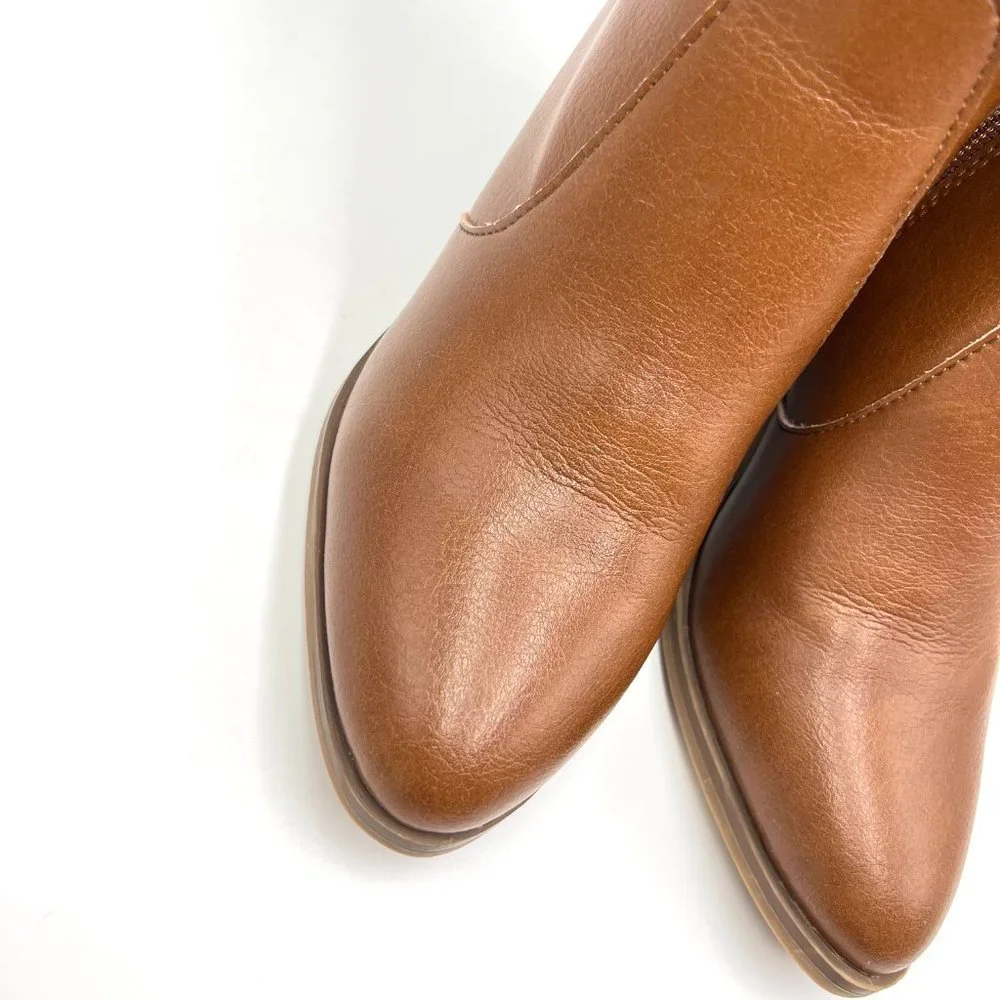 Universal Thread Size‎ 6 Cognac Brown Faux Vegan Leather Block Heel Ankle Boots